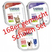 22er-Set Multi-Pack für Katzen verschiedene Sorten Bio Pate 8x100g (in weihnachtlicher Verpackung) Katze Nassfutter Yarrah